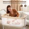 thumbnail image 5 of LINLUX Baby Bassinet, 6-Height Adjustable Newborn Bedside Bassinet with Wheels, All-Sided Mesh,Beige, 5 of 7