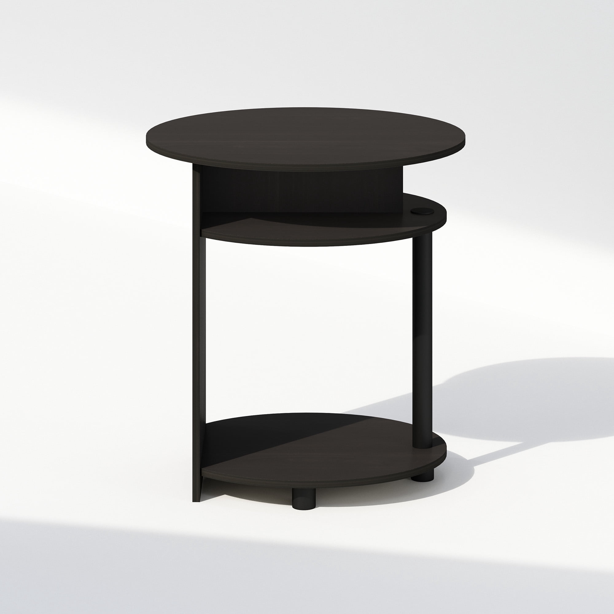 Furinno Tidur Simple Design Oval Nightstand, Bedside Table, Walnut