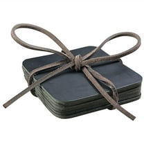 Square Coasters - Black Leather Coasters - Made in Canada