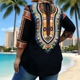 thumbnail image 4 of Favoffer Womens Plus Size Top V Neck Three Quarter Sleeve Printed Shirt Bohemian Pattern Loose Fit Vacation Lightweight Summer Travel, 4 of 7