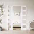 thumbnail image 3 of 60" X 80" Frosted Glass 5-Lite Sliding Pocket Door White Standard Door with Hardware Kit Set, 3 of 8