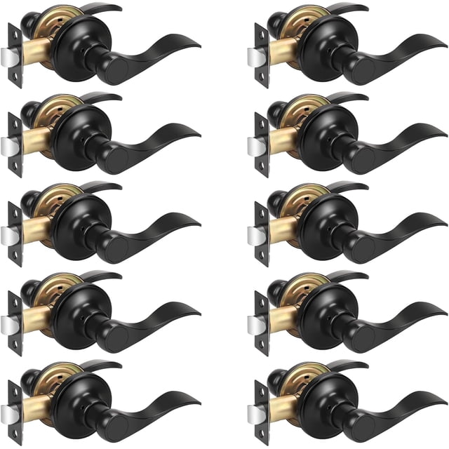 Passage Door Lock Lever Handle for Hallway and Closet Keyless Satin Nickel Interior Door Locksets