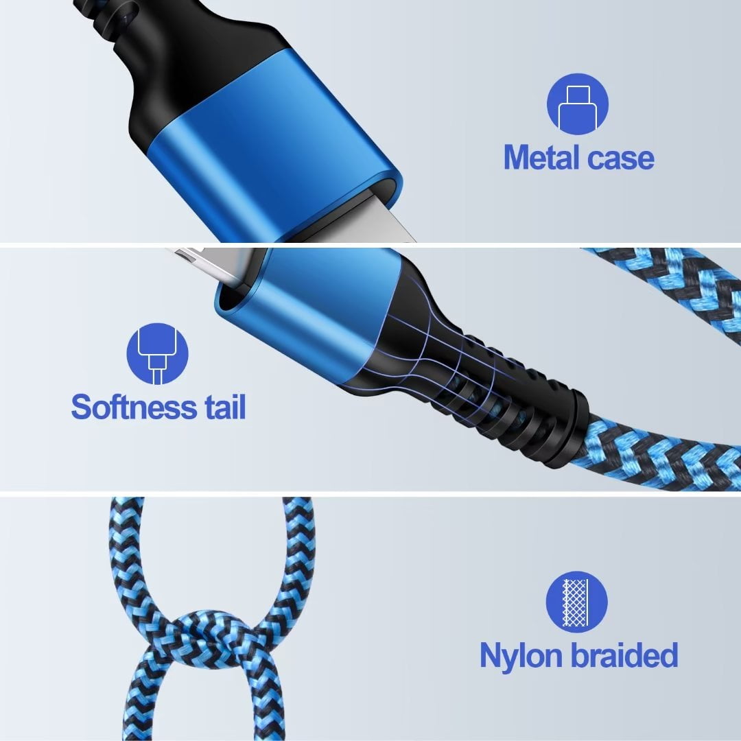 HAOANO 2Pack iPhone Charger Cable10FT,Nylon Braided Phone Charger