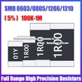 thumbnail image 3 of 100 Uds 0603 0805 1206 1210 2010 2512 resistencia SMD 5% valores de resistencia comunes 100K-1M 220K 470K 510K resistencias de alta precisión, 3 of 4