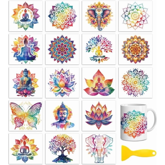 18 Sheets Rub On Transfers for Crafts Western Cowboy and Sunflowers UV DTF Cup Wrap Waterproof Cold Transfers Stickers for Wood Glass Home Decor 3.6 * 3.9inch