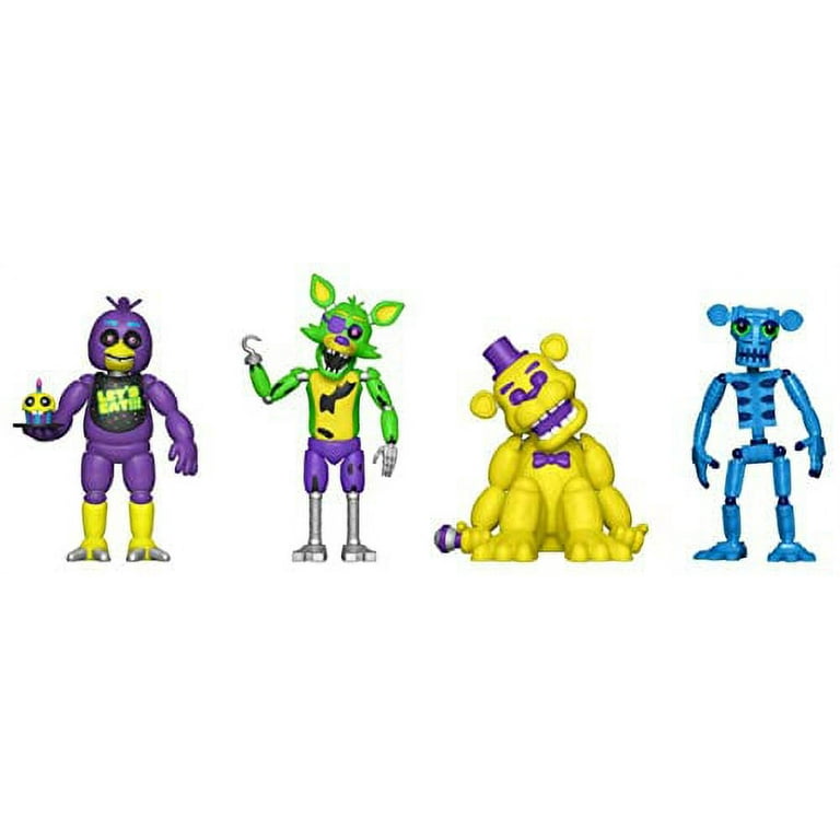 Funko Five Nights at Freddy s Blacklight Chica Foxy Golden Freddy Animatronic Skeleton Exclusive 2 Inch Mini Figure 4 Pack