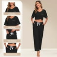 thumbnail image 5 of EA'S SECRET Pajamas for Women Set V Neck Short Sleeve Lounge Set Elastic Waistband Sleepwear with Long Pants 2 Piece Pjs (Black,2XL), 5 of 9