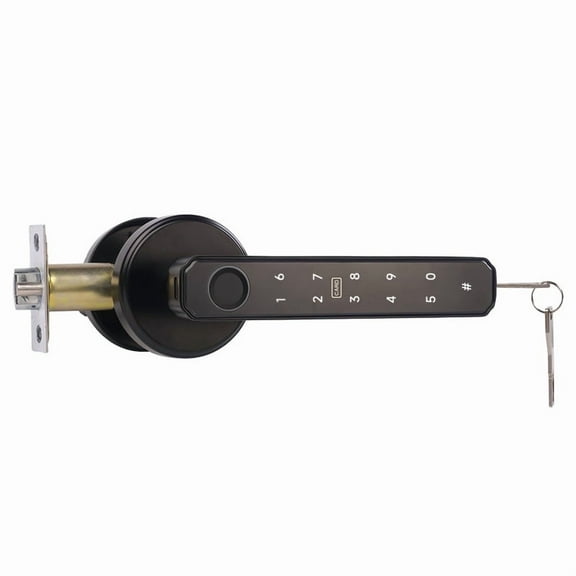 Smart Door Lever Lock App Fingerprint Passcode Key Left/Right Reversible Handle Keyless Entry Auto Lock Knob Home Office Hotel Apartment Bedroom (Black with App)