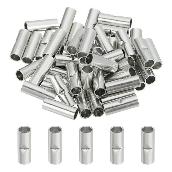 50 Pcs Non Insulated Butt Connectors 12-10AWG Wire Connector BN5.5 for Electrical Wire Crimp Ferrule Terminals