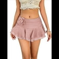 thumbnail image 2 of Jupe Mini Femme Ourlet en Maille Fluide Y2K Jupe-Short à Volants Multi-Couches Rose m, 2 of 9