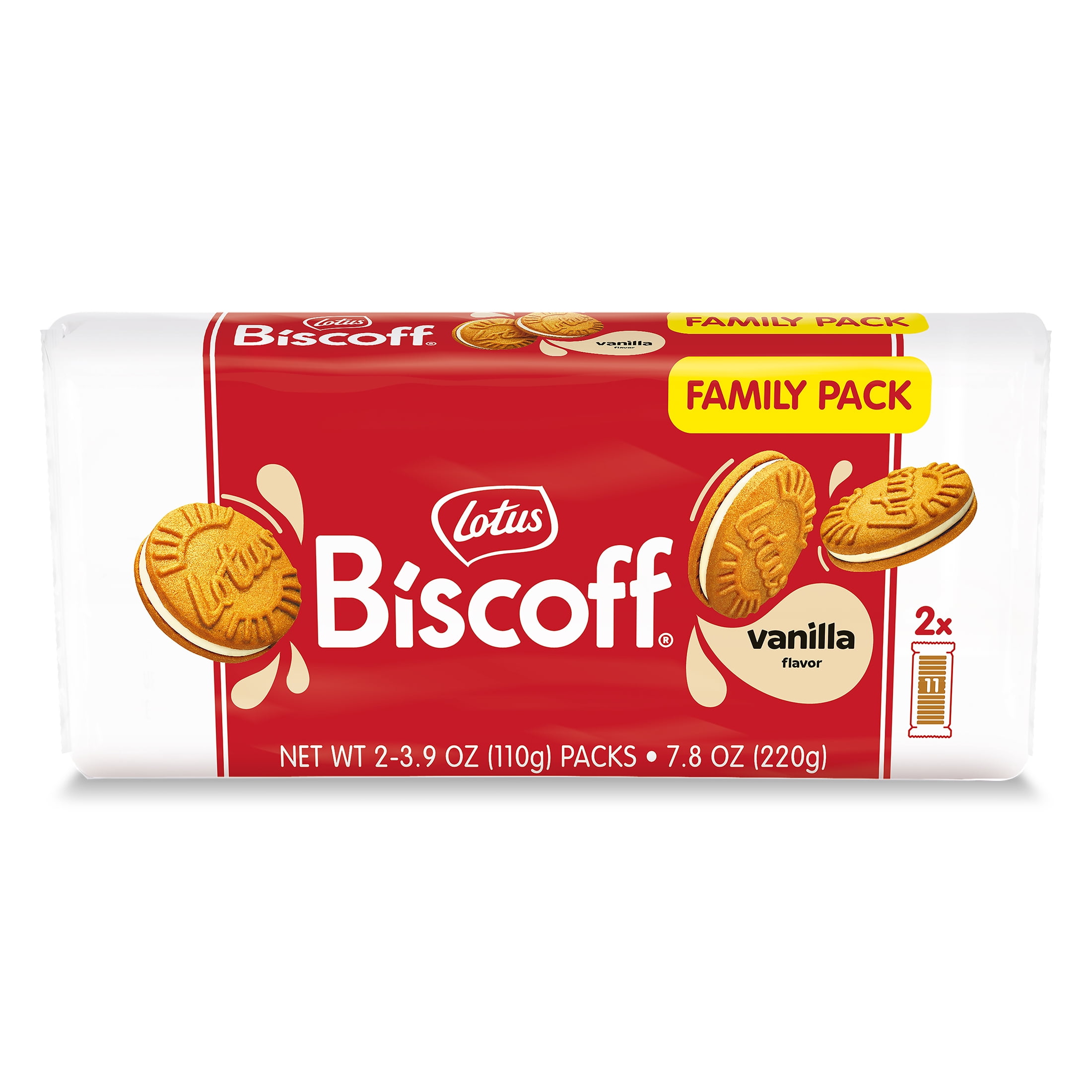 (8 pack) Biscoff Vanilla Cream Sandwich Cookies, 2 fresh packs (11 cookies per pack) 7.76oz net wt