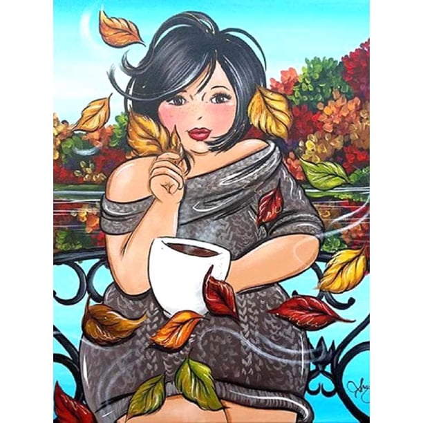 Pintura al óleo por números Fat Lady para colorear imagen dibujo Digital M046 Likrtyny Arte deco