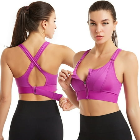 

Cross Back Vest Yoga Workout Wear High Impact Workout Yoga Bra With Removable Sports Bra For Women XL Purple