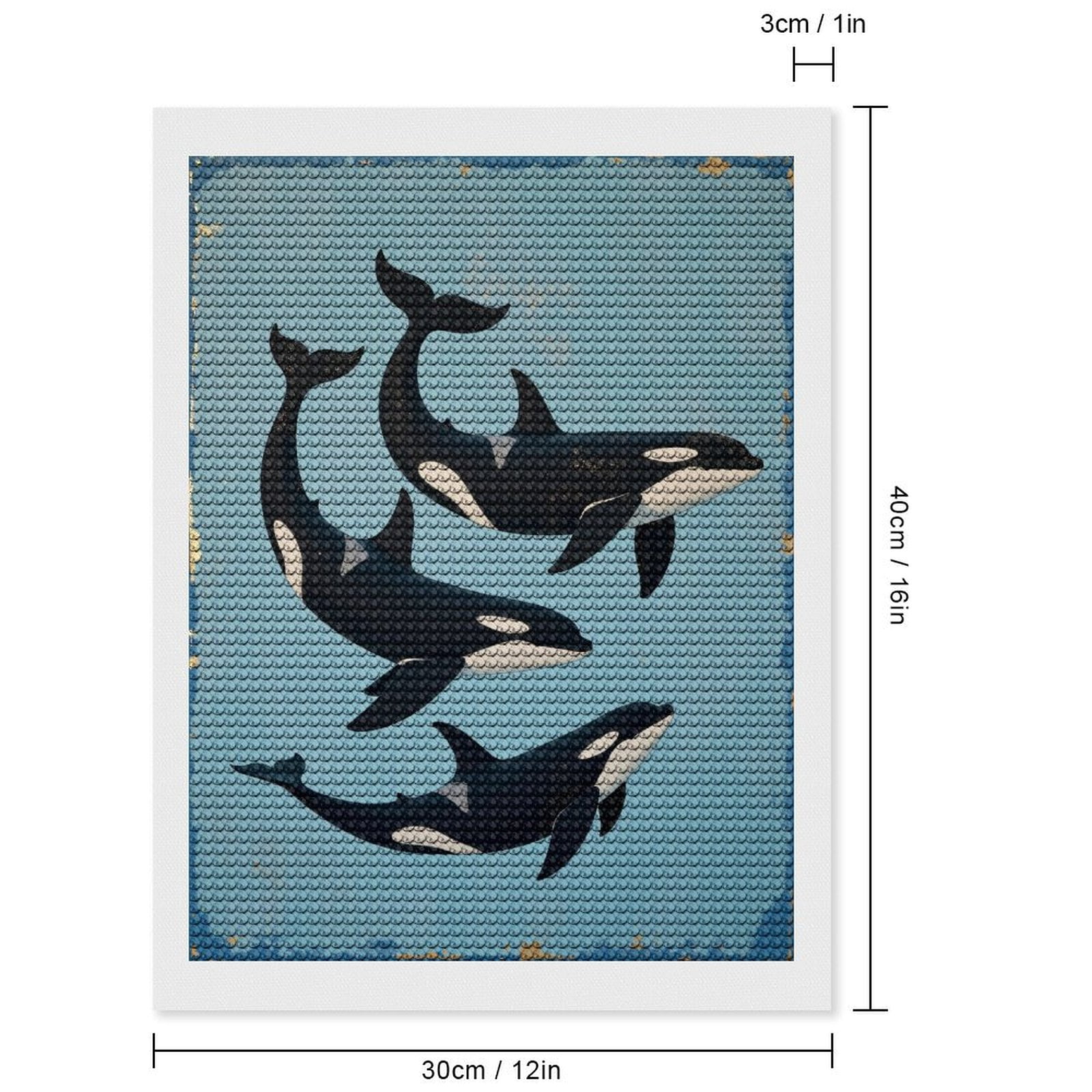 Diamond Art Kit for Adults, Orca Trio Ocean Art Diamond Painting for Adults Beginners, 5D DIY Diamond Art Painting Kits, Colorful Diamond Painting Craft for Home Decor 12x16