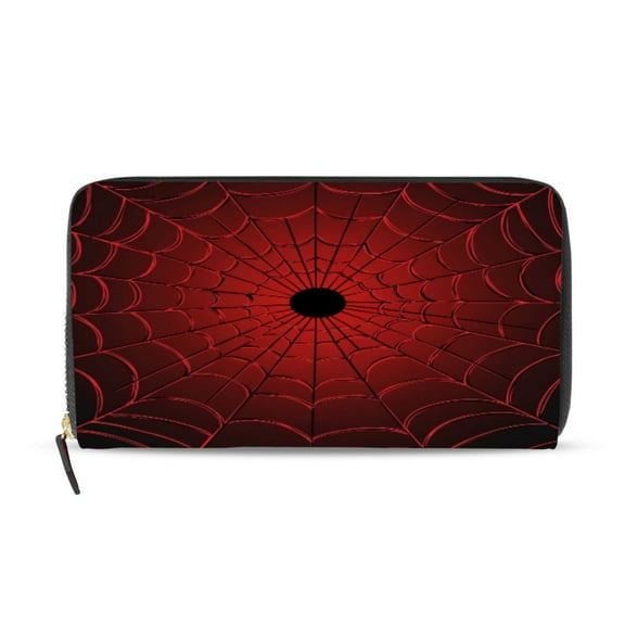 Qxltty Red Cobweb Women's Leather Wallet Fashion Retro Multi Card Holder with Cell Phone Pocket Mothers Day Gifts