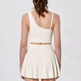 thumbnail image 6 of Wang6 One Shoulder Cropped Tank Tops Trendy Wireless Workout Longline Bras Seamless Running Gym Yoga Tops White XL, 6 of 7