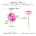 thumbnail image 5 of Rosec Jewels Oval Cut Lab Created Pink Sapphire Ring with Diamond Halo for Women - AAAA Grade, 18K Yellow Gold, US 6.50, 5 of 8