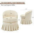 thumbnail image 5 of Mid Century Modern Armchair,Wood Legs Comfortable Dressing Piano Bench Chair for Vanity for Makeup Room, Bathroom(White), 5 of 8