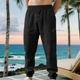 thumbnail image 6 of SYMOID Men's Casual Cargo Pants - Nylon Spandex Stretch, Adjustable Drawstring Waist & Cuffed Ankles, Black, Size L - Comfortable for Everyday/Beach/Light Sports, 6 of 9