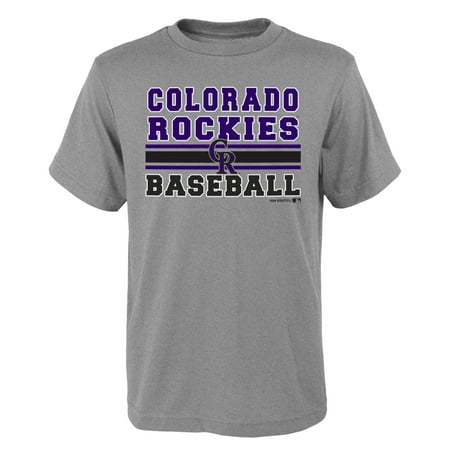 MLB Colorado ROCKIES TEE Short Sleeve Boys OPP 90% Cotton 10% Polyester Gray Team Tee (Top 5 Best Baseball Teams)