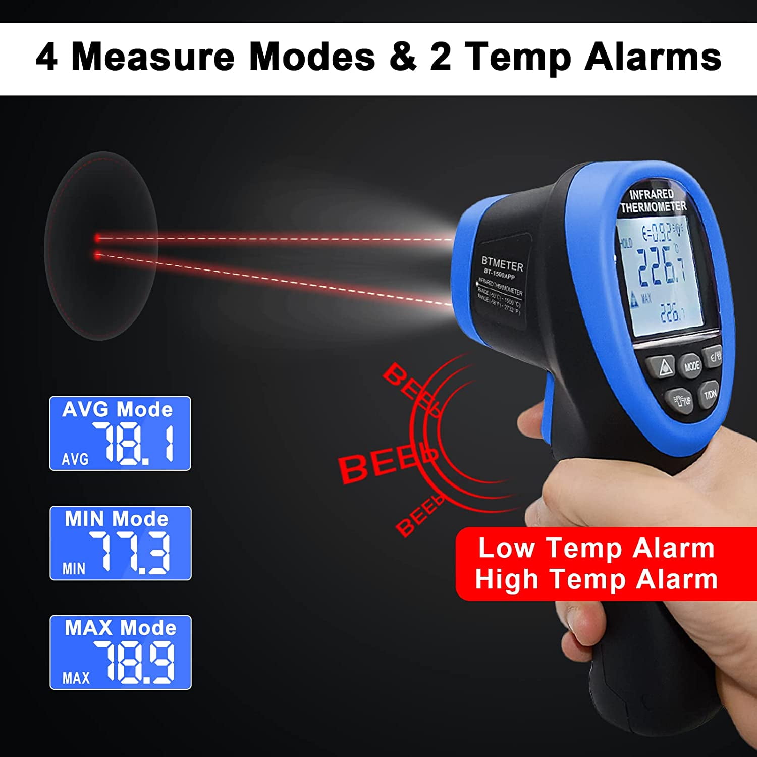 30c To 550c Infrared Thermometer Temperature Gun With 2 X 1.5 AAA Battery