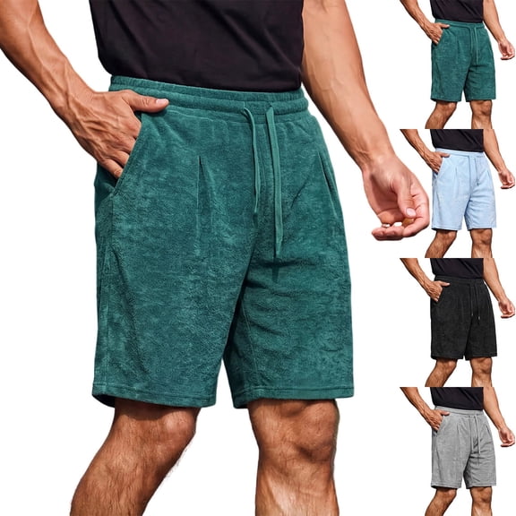 EOYWHK Mens Drawstring Shorts Elastic Waist with Pockets Mens Gym Shorts for Men Soft Lightweight Breathable Activewear Daily Wear Outdoor Black, Size L