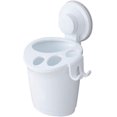 thumbnail image 1 of Soporte para cepillo de dientes con ventosa, cepillo de dientes eléctrico montado en la pared sin taladros, soporte para pasta de dientes y soporte para maquinilla de afeitar para duchas de baño (blanco) Rojo Verde, 1 of 5