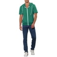 thumbnail image 2 of INSPIRAR CHIC Sudaderas de manga corta para hombres del Día del Padre, chaquetas con capucha de color sólido, con cremallera, color verde oscuro, 2 of 5