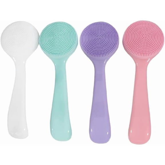 4 Pcs Silicone Facial Cleansing Brush, Manual Face Scrubber with Soft Bristles, Waterproof Exfoliating Brush for Daily Skincare Routine Blackheads Makeup Residues Removal