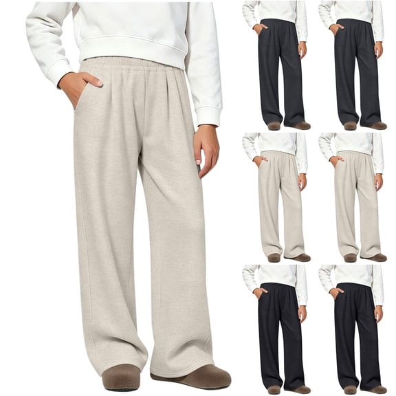 Auroural Girls Pants Girls Clothes Girls Elastic High Waist Wide Leg Soft Sweat Pants Casual Loose Trousers Kids Pants