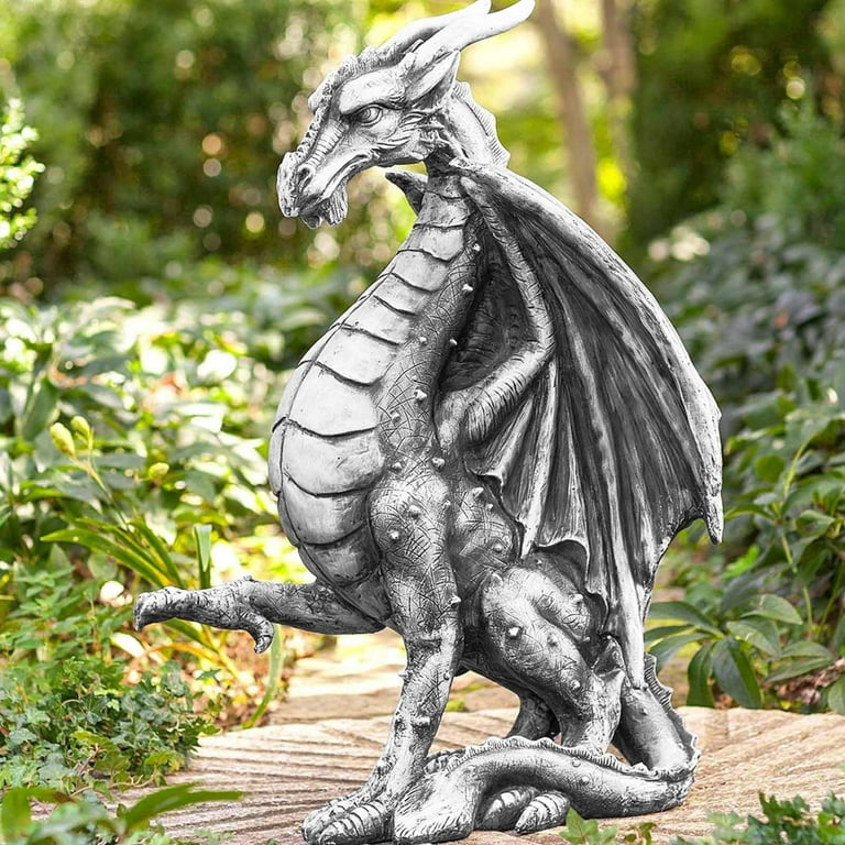 Wind&Weather Large Indoor/Outdoor Medieval-Dragon Statue Courtyard  Decoration