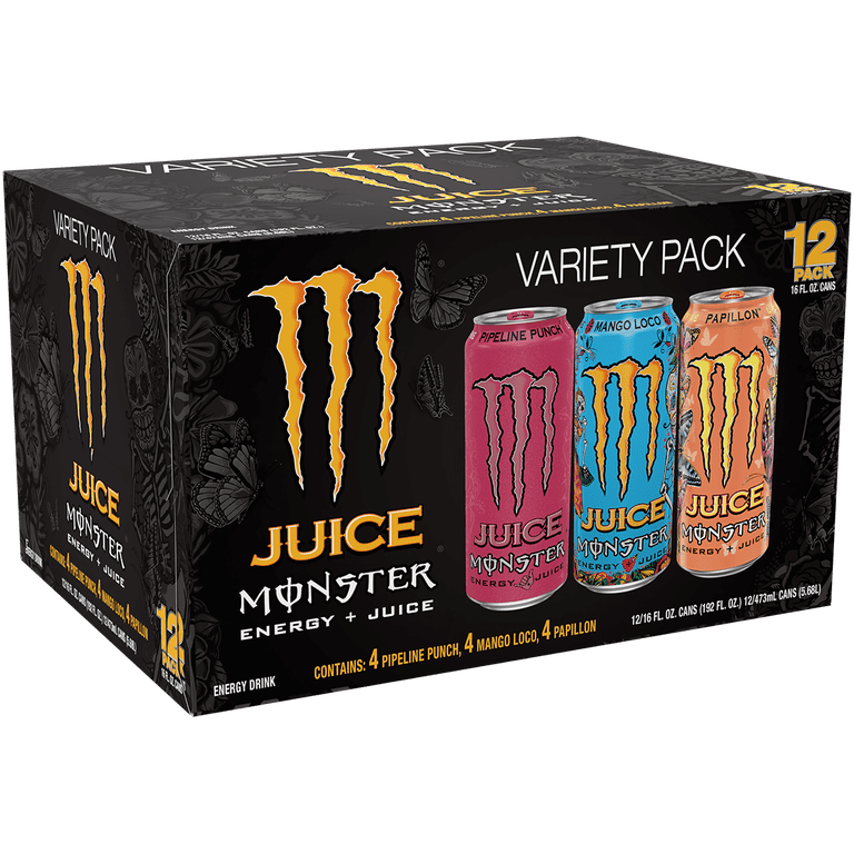 Juice Monster Energy, VP, Mango Loco, Energy + Juice, 16 fl oz + Juice  Monster Pipeline Punch, Energy + Juice, 16 fl oz + Juice Monster, Papillon