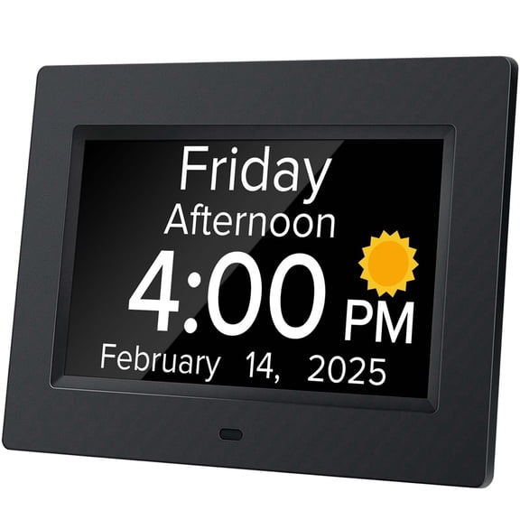7-Inch Senior Digital Clock with Voice Announcement & Automatic Dimming – Large Display, Medication Reminder, Easy-to-Use Alarm Clock for Elderly, Dementia, and Low Vision- Black