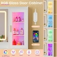thumbnail image 4 of Makeup Vanity Desk with Sliding LED Lighted Mirror and Chair ,Vanity Desk with 5 Drawers, Shelves and Side Storage, RGB Glass Cabinet, White Vanity Table Set with Charging Station for Bedroom, 4 of 9
