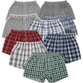 thumbnail image 4 of ToBeInStyle Boy's Pack of 6 Button Front Plaid Boxer Shorts - Large, 4 of 6