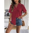 thumbnail image 6 of Zeagoo Short Sleeve Button Down Women Cotton Tops for Women V Neck Linen Blouse Tunics Plain Office Work Blouses, 6 of 6