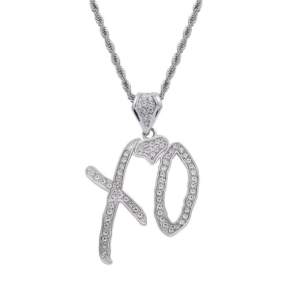 Fashion Cubic Zirconia XO Letter Pendant Necklace Perfect Jewelry Gifts for Rock Rapper Fans and as Inspirational Jewelry