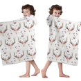 thumbnail image 4 of White Deer Antler Flower Pattern Hooded Bath Towel，50"x30" for Ages 3 To 12 Kids, Quick Dry Lightweight Soft Microfiber Hood Beach Towel Cover Up for Kids, 4 of 7