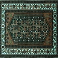 thumbnail image 1 of Ahgly Company Indoor Square Oriental Turquoise Blue Industrial Area Rugs, 3' Square, 1 of 4