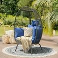 thumbnail image 3 of DWVO Outdoor Egg Chair, Wicker Patio Chair,Basket Lounger Chair for Outdoor Indoor - Blue, 3 of 9