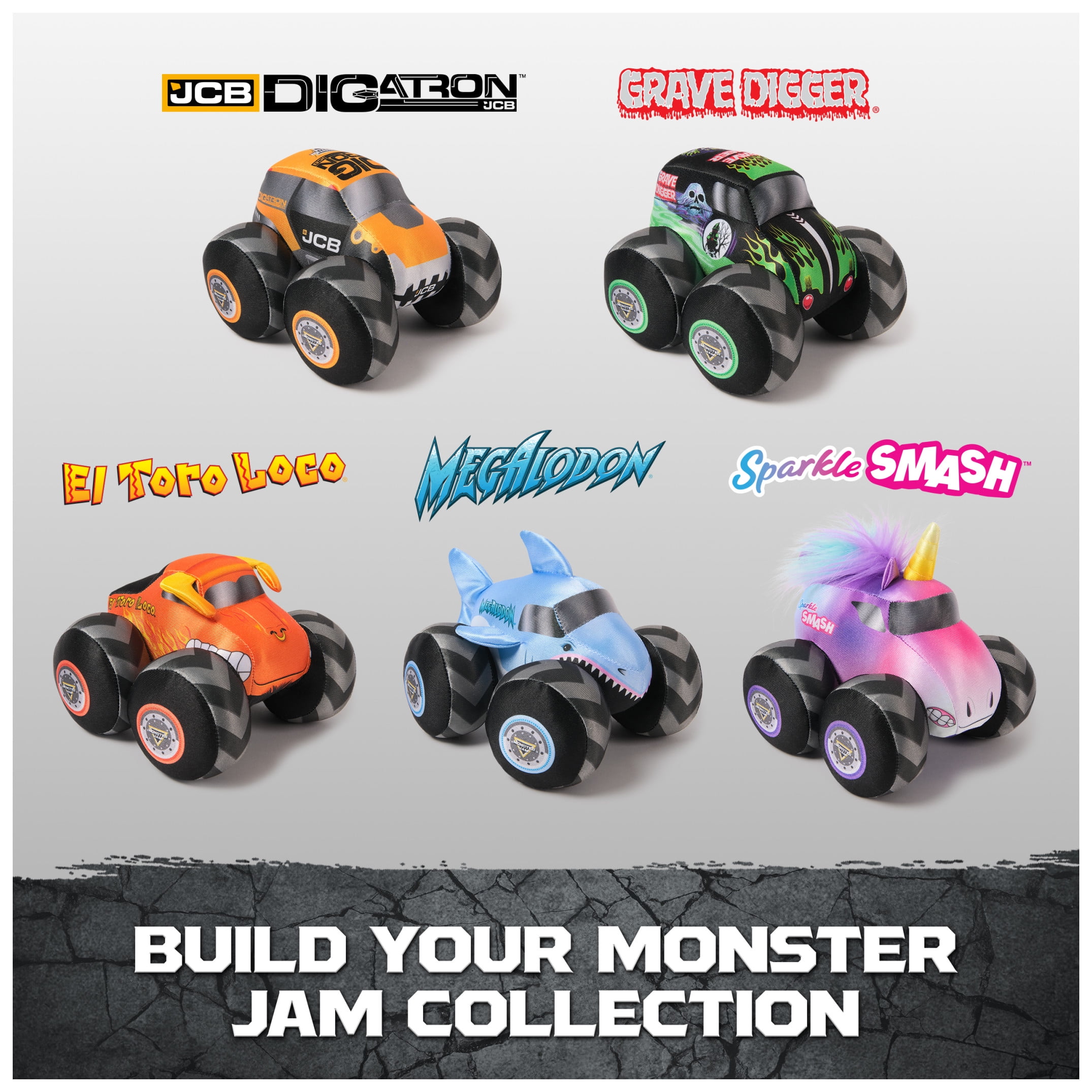 Monster Jam Megalodon Plush Truck with Sound Effects, Plush Toy for Ages 3 and Up, 7”