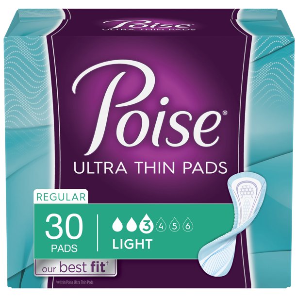 Poise Ultra Thin Incontinence Pads, Light Absorbency, Regular