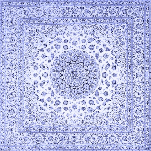 Ahgly Company Indoor Square Medallion Blue Traditional Area Rugs, 3' Square