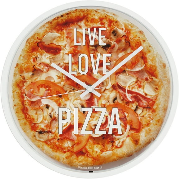 Mainstays 11.5" Round Indoor Photo Realistic Pizza Analog Modern Wall Clock