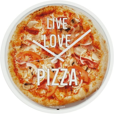 Mainstays 11.5 Round Indoor Photo Realistic Pizza Analog Modern Wall Clock
