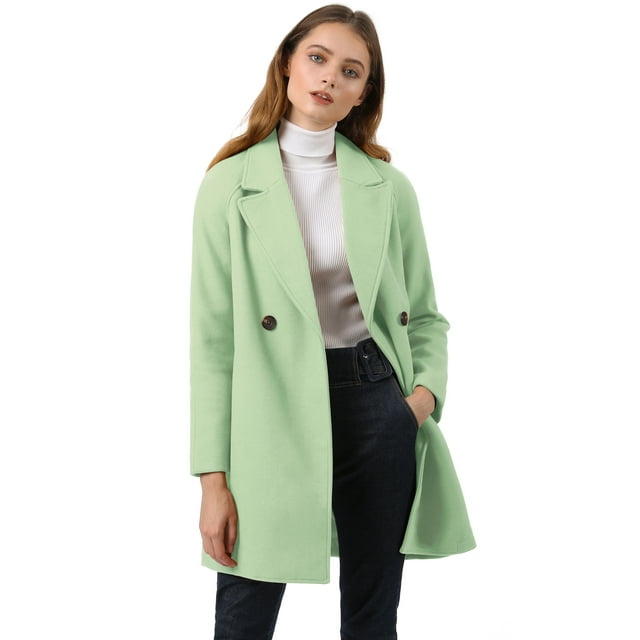 INSPIRE CHIC Manteau Mi-Long pour Femme à Double Boutonnage, Raglan, à Revers, à Manches Longues