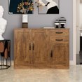 thumbnail image 1 of Modern Buffet Sideboard with 3 Doors Entryway Wood Cupboard Storage Cabinet with Drawers and Shelf for Living Room Bedroom, Easy Assembly, Walnut, 43.31×15.75×31.1 Inch, 1 of 7