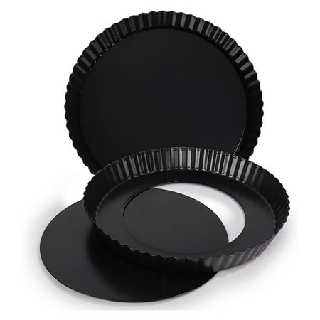 

Tart Pans 9 Inch Quiche Pan Non-Stick Carbon Steel Tart Pans Removable Loose Bottom for Baking Pies Tarts