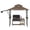 Coffee, variant on 8x5 Ft Grill Gazebo with Side Awning - Double-Tier BBQ Canopy with 2 Side Shelves, 4 LED Lights, 10 Hooks & Bottle Opener for Patio, Backyard & Garden, Khaki