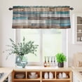 thumbnail image 5 of 3 Piece Kitchen Curtains and Valances Set Teal Brown Farmhouse Cafe Curtains 36 Inch Length Vintage Retro Wooden Valance & Tier Curtain for Living Room Bedroom Small Window 54"x18"+27"x36"*2, 5 of 6
